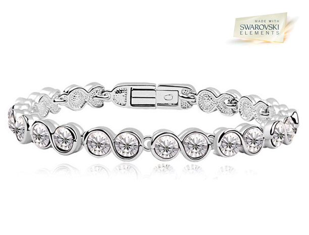 Top  Bracelets  18K White Gold Overlay Tennis Bracelet with Clear ...